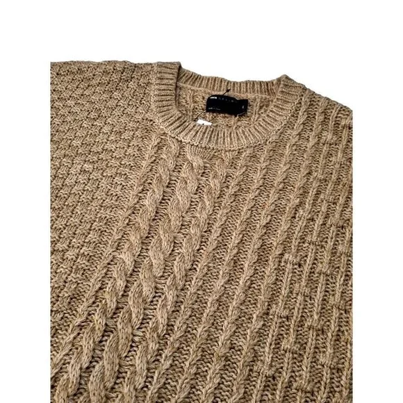 ASOS Tan Brown Chunky Waffle / Cable Knit Oversize Relaxed Soft Jumper Size 2XL - Picture 6 of 7